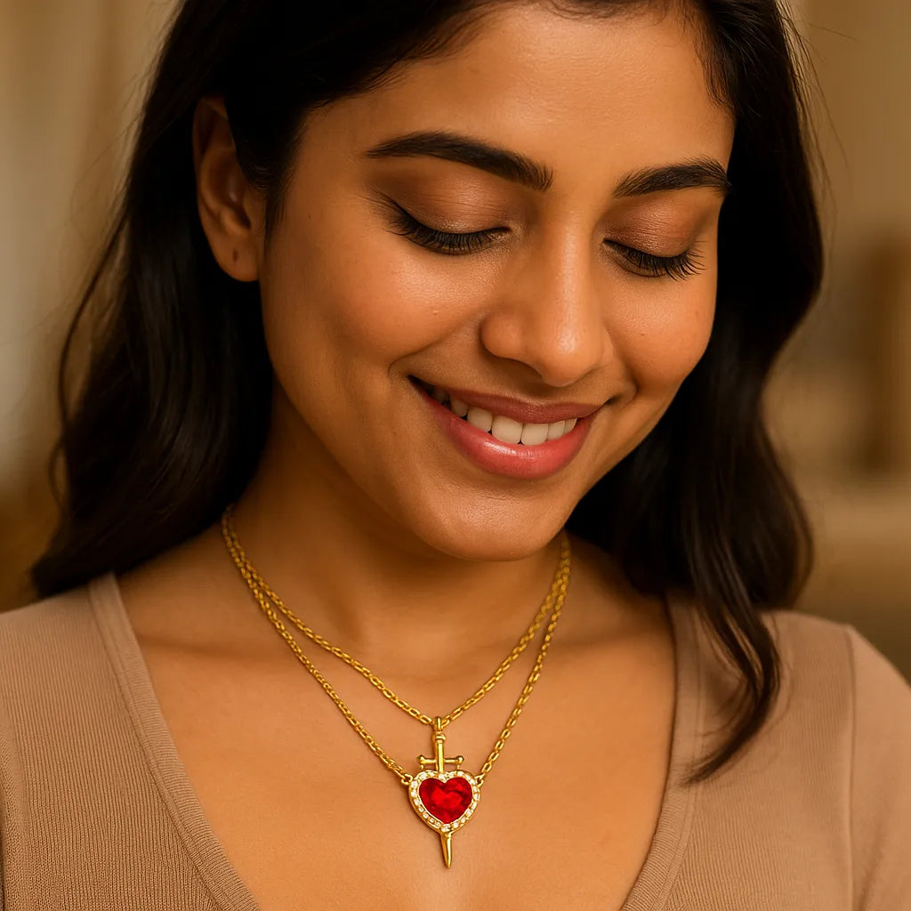 Love's Duel: Heart & Sword Necklace