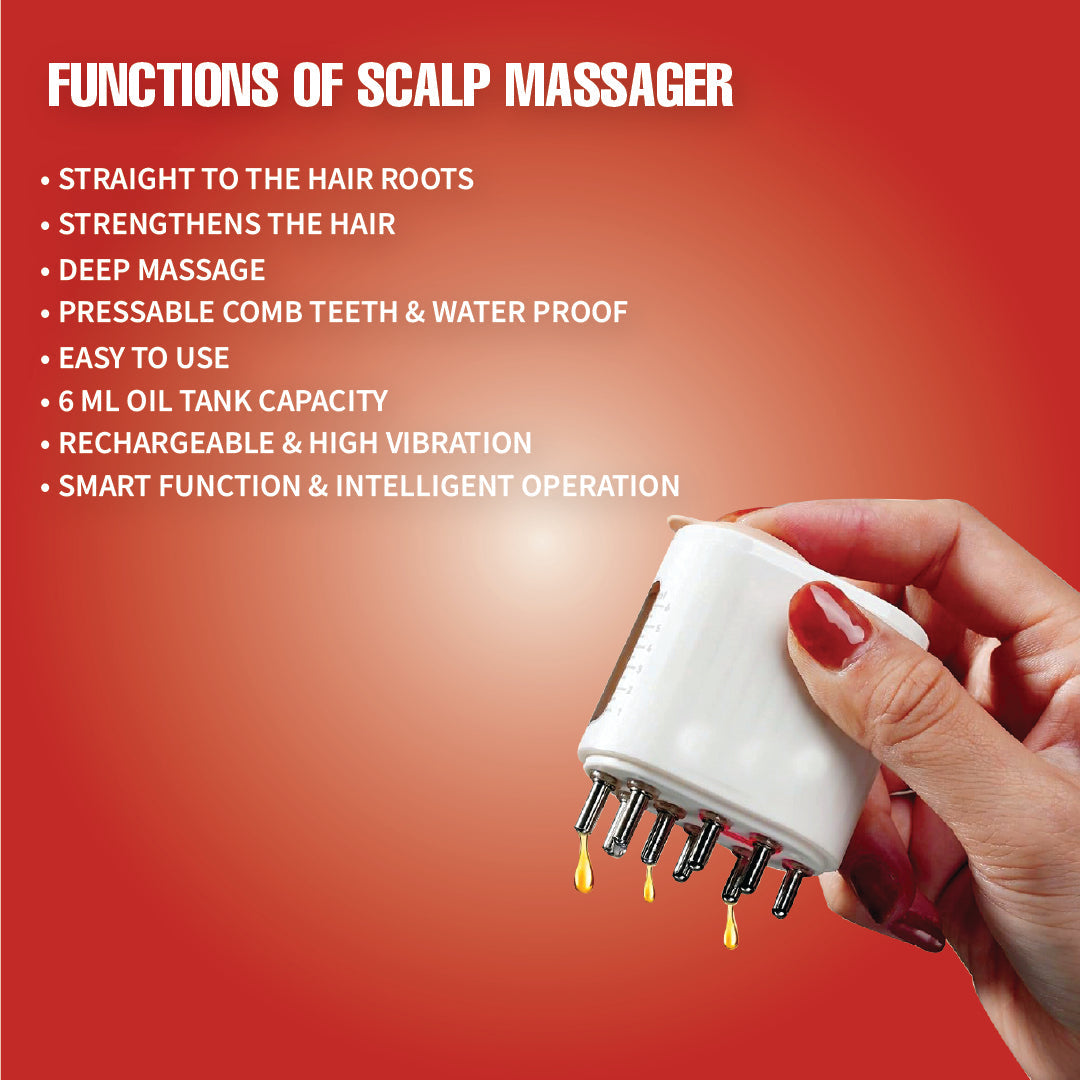 Electric Scalp Massager & Hair Oil Applicator | Red Light Therapy