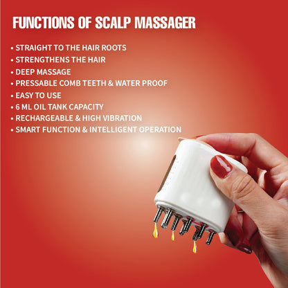 Electric Scalp Massager & Hair Oil Applicator | Red Light Therapy