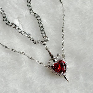 Love's Duel: Heart & Sword Necklace